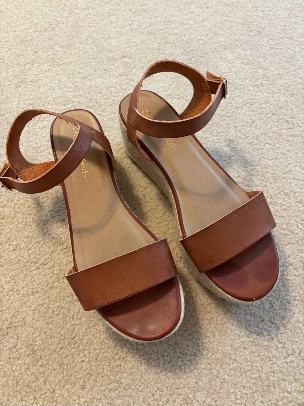 Cityclassified Espadrille Platform Wedge Sandal Brown Size 9